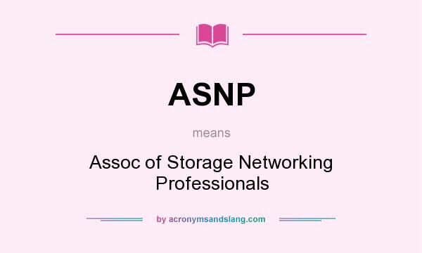 What does ASNP mean? It stands for Assoc of Storage Networking Professionals