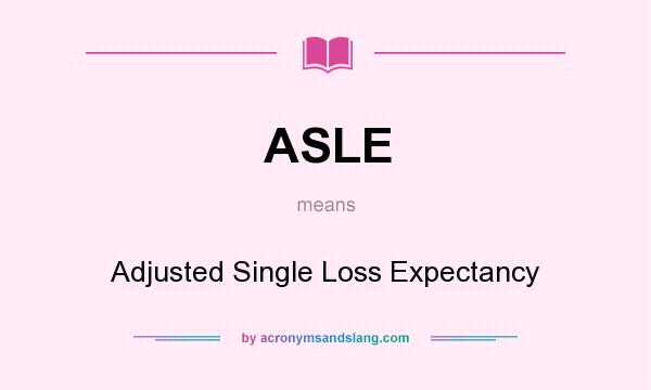 What does ASLE mean? It stands for Adjusted Single Loss Expectancy