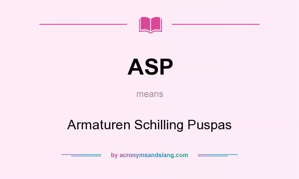 What does ASP mean? It stands for Armaturen Schilling Puspas