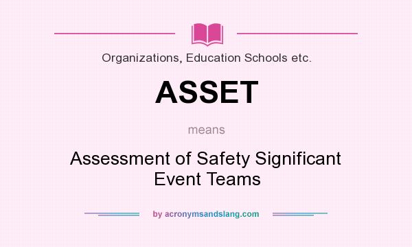 What does ASSET mean? It stands for Assessment of Safety Significant Event Teams