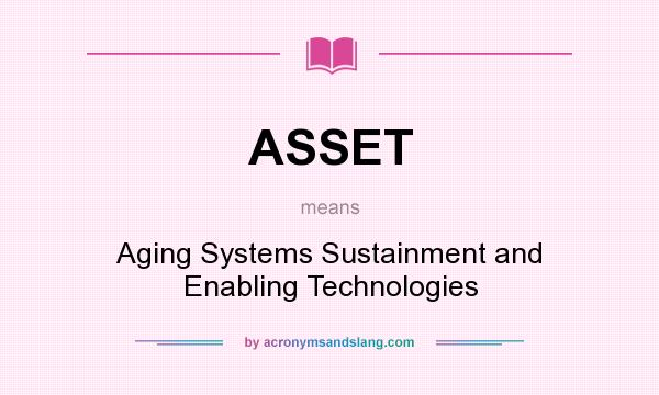 What does ASSET mean? It stands for Aging Systems Sustainment and Enabling Technologies