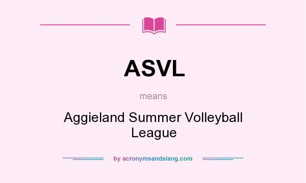 What does ASVL mean? It stands for Aggieland Summer Volleyball League