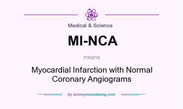 What does MI-NCA mean? It stands for Myocardial Infarction with Normal Coronary Angiograms