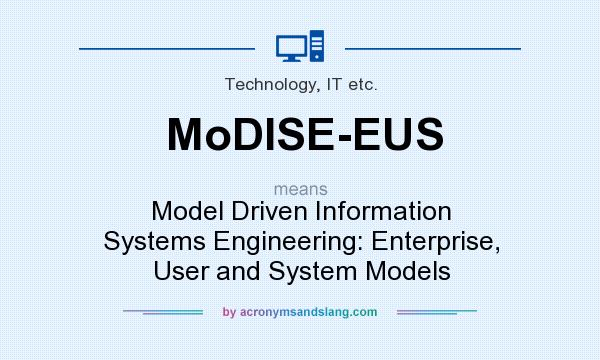 What does MoDISE-EUS mean? It stands for Model Driven Information Systems Engineering: Enterprise, User and System Models