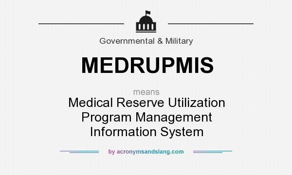 What does MEDRUPMIS mean? It stands for Medical Reserve Utilization Program Management Information System