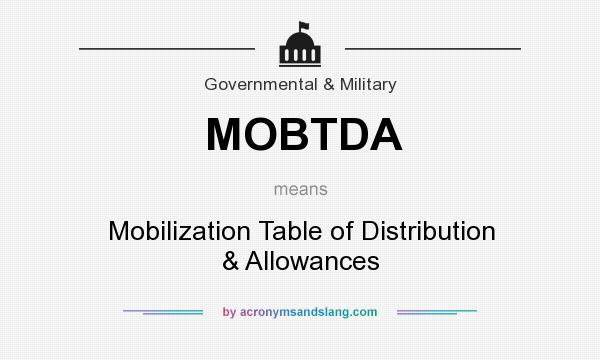 What does MOBTDA mean? It stands for Mobilization Table of Distribution & Allowances