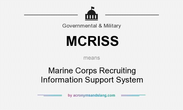 What does MCRISS mean? It stands for Marine Corps Recruiting Information Support System