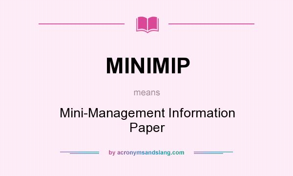 What does MINIMIP mean? It stands for Mini-Management Information Paper