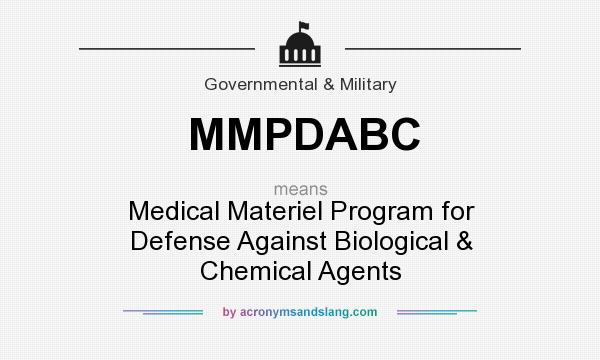 What does MMPDABC mean? It stands for Medical Materiel Program for Defense Against Biological & Chemical Agents