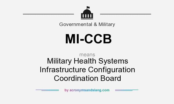 What does MI-CCB mean? It stands for Military Health Systems Infrastructure Configuration Coordination Board