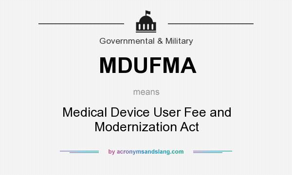 What does MDUFMA mean? It stands for Medical Device User Fee and Modernization Act