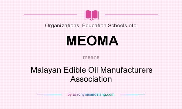 What does MEOMA mean? It stands for Malayan Edible Oil Manufacturers Association