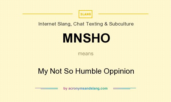What does MNSHO mean? It stands for My Not So Humble Oppinion