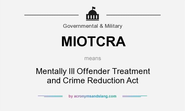 What does MIOTCRA mean? It stands for Mentally Ill Offender Treatment and Crime Reduction Act