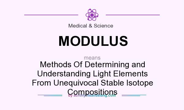 What does MODULUS mean? It stands for Methods Of Determining and Understanding Light Elements From Unequivocal Stable Isotope Compositions