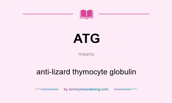 What does ATG mean? It stands for anti-lizard thymocyte globulin