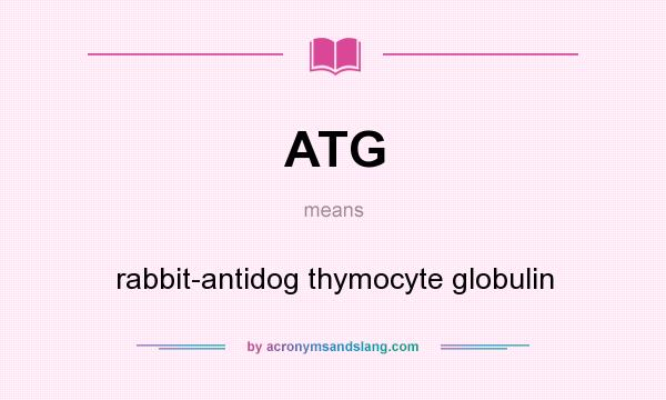 What does ATG mean? It stands for rabbit-antidog thymocyte globulin