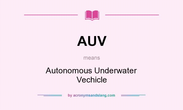 What does AUV mean? It stands for Autonomous Underwater Vechicle