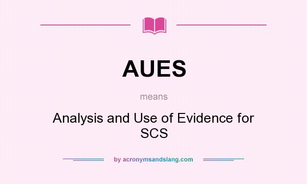What does AUES mean? It stands for Analysis and Use of Evidence for SCS