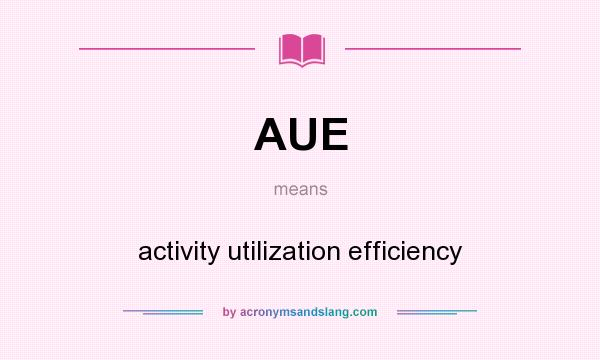 What does AUE mean? It stands for activity utilization efficiency