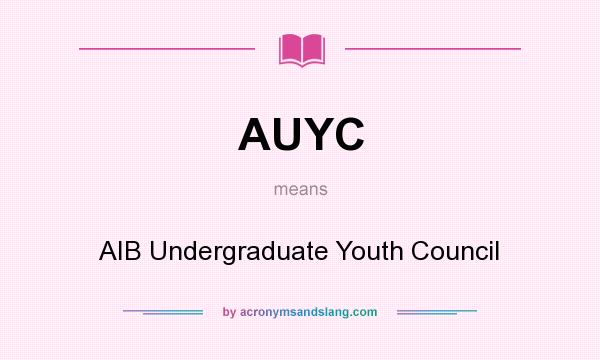 What does AUYC mean? It stands for AIB Undergraduate Youth Council