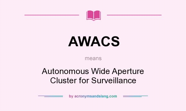 What does AWACS mean? It stands for Autonomous Wide Aperture Cluster for Surveillance