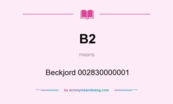 What does B2 mean? It stands for Beckjord 002830000001
