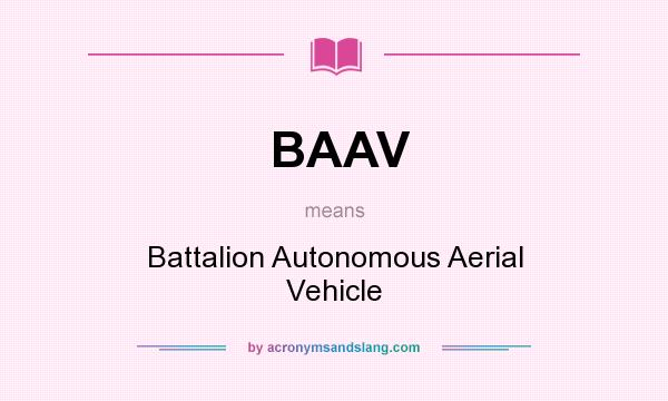 What does BAAV mean? It stands for Battalion Autonomous Aerial Vehicle