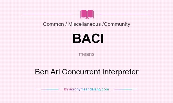 What does BACI mean? It stands for Ben Ari Concurrent Interpreter