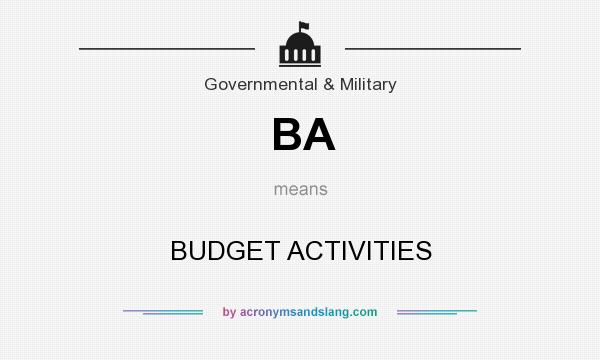 What does BA mean? It stands for BUDGET ACTIVITIES