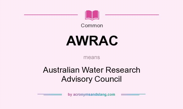What does AWRAC mean? It stands for Australian Water Research Advisory Council