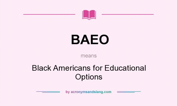 What does BAEO mean? It stands for Black Americans for Educational Options