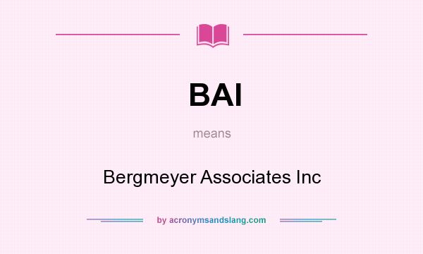 What does BAI mean? It stands for Bergmeyer Associates Inc