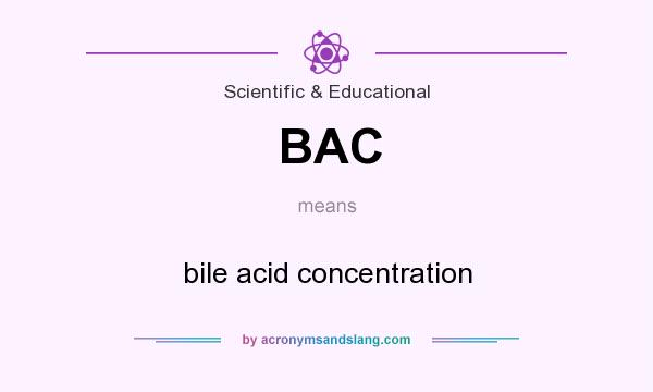 What does BAC mean? It stands for bile acid concentration