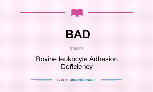 What does BAD mean? It stands for Bovine leukocyte Adhesion Deficiency