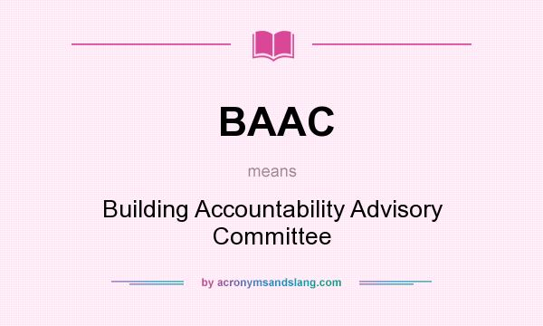 What does BAAC mean? It stands for Building Accountability Advisory Committee