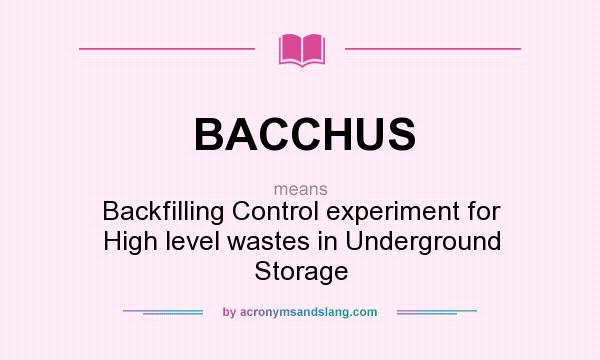 What does BACCHUS mean? It stands for Backfilling Control experiment for High level wastes in Underground Storage