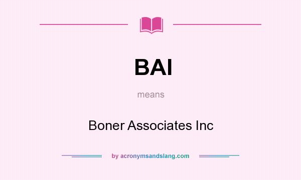 What does BAI mean? It stands for Boner Associates Inc