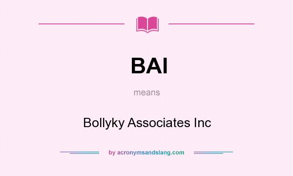 What does BAI mean? It stands for Bollyky Associates Inc