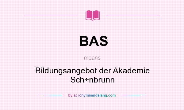 What does BAS mean? It stands for Bildungsangebot der Akademie Sch÷nbrunn