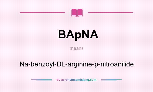 What does BApNA mean? It stands for Na-benzoyl-DL-arginine-p-nitroanilide