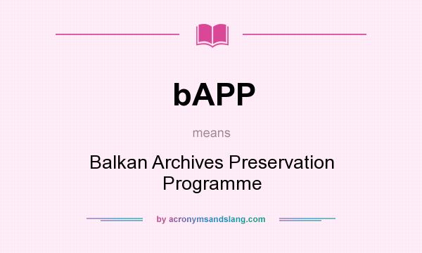 What does bAPP mean? It stands for Balkan Archives Preservation Programme