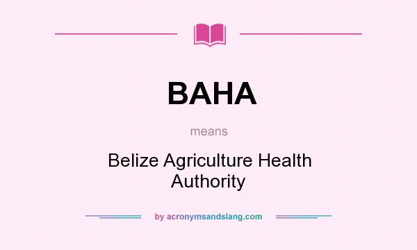 What does BAHA mean? It stands for Belize Agriculture Health Authority