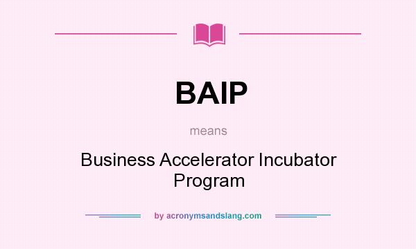 What does BAIP mean? It stands for Business Accelerator Incubator Program