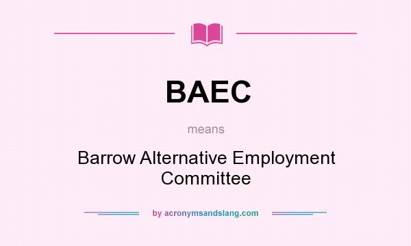 What does BAEC mean? It stands for Barrow Alternative Employment Committee