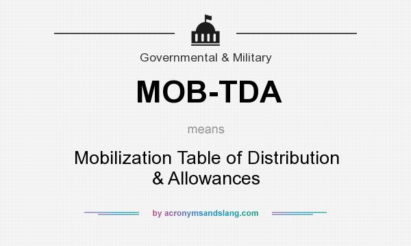 What does MOB-TDA mean? It stands for Mobilization Table of Distribution & Allowances