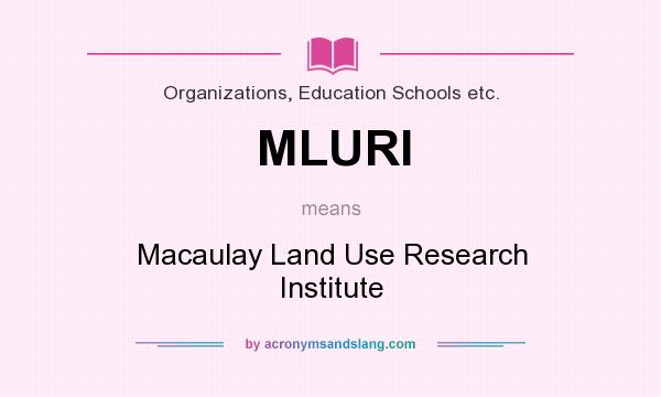 What does MLURI mean? It stands for Macaulay Land Use Research Institute