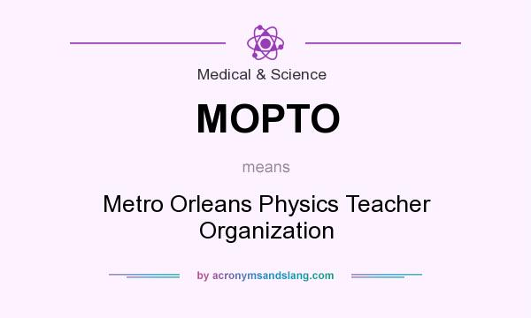 What does MOPTO mean? It stands for Metro Orleans Physics Teacher Organization