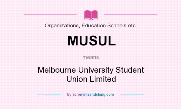 What does MUSUL mean? It stands for Melbourne University Student Union Limited