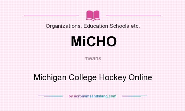 What does MiCHO mean? It stands for Michigan College Hockey Online